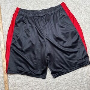 Everlast Mens 2XL Mesh Athletic Basketball Shorts Black Red Side Stripe RN 15099